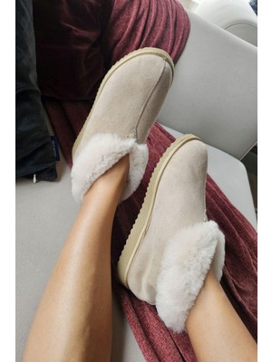 50 03 Topukla Kadın Dışı Hakiki Deri Içi Hakiki Kürklü Ev Pandufu