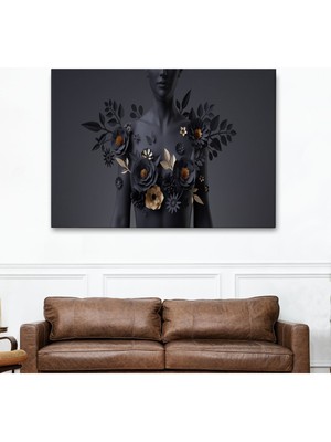 Dekoratif Kadın Büstü Duvar Tablosu-Hd Dijital Baskı Yatay Kanvas Tablo Ofis Dekoru