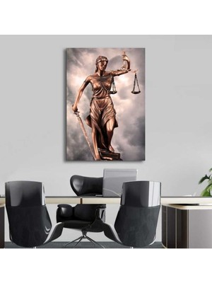 Adaletin Terazisi, Adalet Tanrıçası Themis, Hukuk Bürosu, Avukat Hd Dijital Baskı Dikey Kanvas Tablo