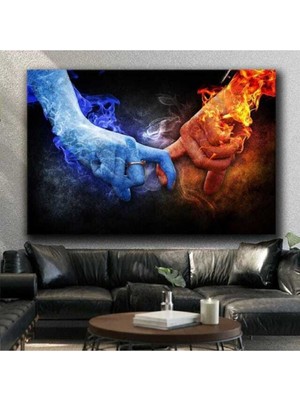 Dekoratif Fıre And Water Hd Dijital Baskı Yatay Kanvas Tablo Oturma Odası Cafe Işyeri Dekoru