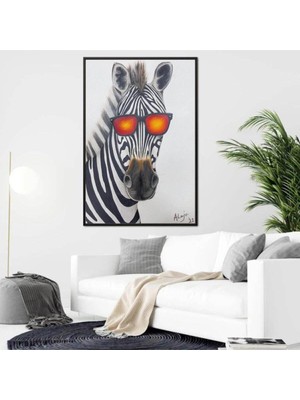 Dekoratif Zebra Hd Dijital Baskı Dikey Kanvas Tablo Ofis Oturma Odası Çocuk Odası Dekor
