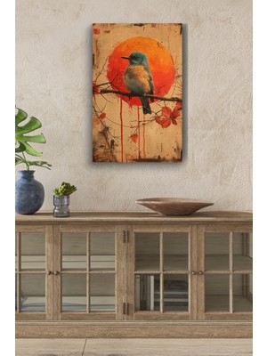 GülsenArt Dalda Duran Kuş Hd Baskı Kanvas Tablo Hd Dijital Baskı Dikey Kanvas Tablo