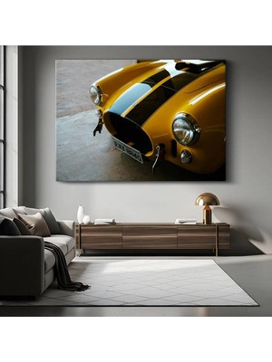 shelby  klasik sarı kanvas tablo amerikan spor araba tablo