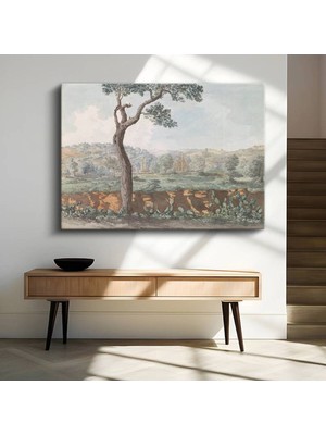 GülsenArt Francis Towne Italyan Kırsal Doğa Manzarası Kanvas Tablo Duvar Tablosu Dekoratif Ressam Tablosu