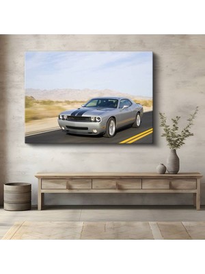 GülsenArt Dodge Challenger Çöl Yolu Kanvas Tablo Amerikan Muscle Hemi Gücü Tablo