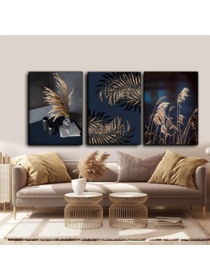 Dekoratif Tablonuz Dekoratif Şık Modern Hd Dijital Baskı 3'lü Dikey Kanvas Tablo Kombin H10
