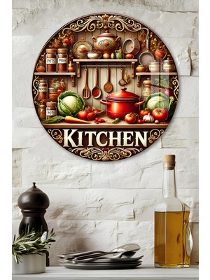 KutuTR 3D Görünümlü Temperli Cam Tablo – Mutfak Temalı Duvar Süsü Uv Baskı 33X33 CM-CDS068