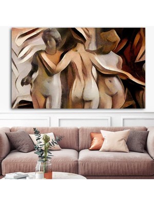 Extra Dev Boyut Dekoratif Nü Hd Dijital Baskı Yatay Kanvas Tablo Oturma Odası Ofis Dekoru