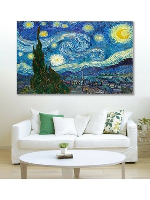 Van Gogh Yıldızlı Gece Duvar Hd Baskı Kanvas Tablo Hd Dijital Baskı Yatay Kanvas Tablo 564325
