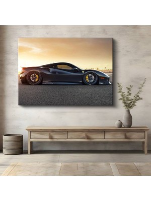 Ferrari 488 Gtb Gece Kanvas Tablo Italyan Manzaralı Süper Otomobil Tablo