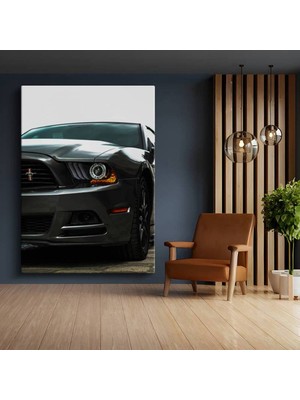 Ford Mustang Ön Far Detayı Kanvas Tablo Amerikan Muscle Pony Car Tablo