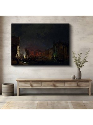 GülsenArt J.m.w. Turner Venedik Gece Su Manzarası Kanvas Tablo Duvar Tablosu Dekoratif Ressam Tablosu