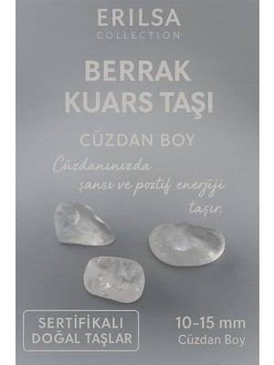 Erilsa Sertifikalı Berrak Kuvars Taşı Kütle 10-15 mm Cüzdan Boy – Pozitif Enerji ve Şans Taşı