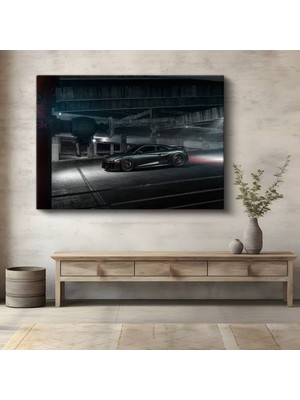 GülsenArt Audi R8 Karanlık Otopark Kanvas Tablo Lüks Spor Otomobil Quattro Tablo