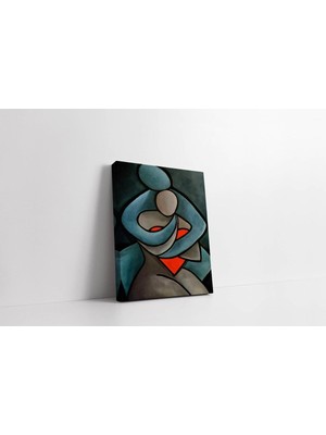 GülsenArt Hd Dijital Dekoratif Dikey Kanvas Tablo Sevgi ve Aşk Temalı Mavi Turuncu Gri 57