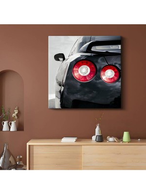 GülsenArt Nissan Gt-R Arka Stoplar Kanvas Tablo Japon Spor Otomobil Godzilla Detayı Tablo