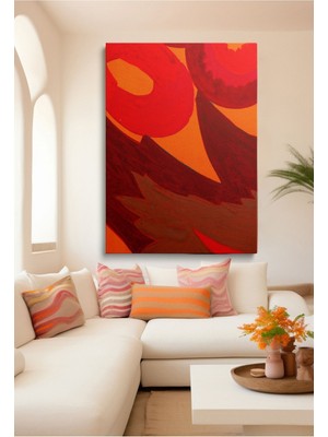 GülsenArt Kanvas Duvar Tablosu Tekli Canvas Tablo Boho Klasik Modern 027 Hd Dijital Baskı Dikey Kırmızı