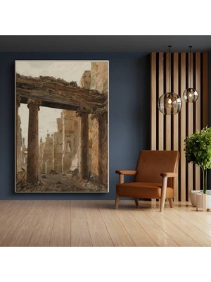 David Roberts Antik Sütunlar Tarihi Mimari Kanvas Tablo Duvar Tablosu Dekoratif Ressam Tablosu