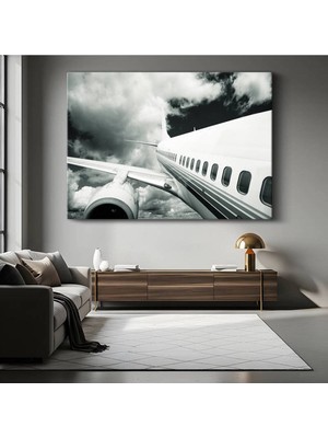 GülsenArt Boeing Yolcu Uçağı Bulutlar Kanvas Tablo Yükselen Jet Havacılık Tablo