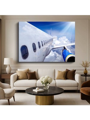 Yolcu Uçağı Bulutlar Seyahat Kanvas Tablo Havacılık Ticari Ulaşımı Tablo