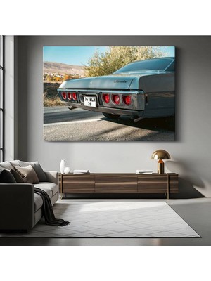 GülsenArt Chevrolet Impala Klasik Amerikan Kanvas Tablo Detroit Otomobil Arka Görünüm Tablo
