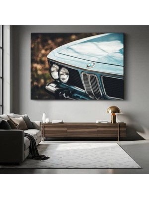 Bmw Klasik Vintage Alman Kanvas Tablo Otomobil Ön Detay Bavyera Tablo