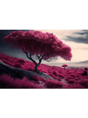Pembe Erguvan Ağacı Manzaralı Hd Baskı Kanvas Tablo Hd Dijital Baskı Yatay Kanvas Tablo 531