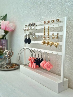 Beyaz Küpe Standı – 50 Adet Kapasiteli