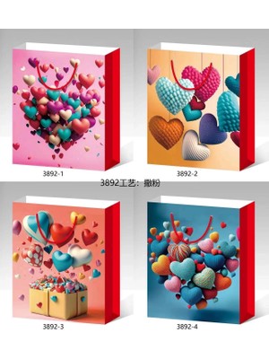 Mena Rise Büyük Boy Kalp Desenli Karton Çanta ( Lisinya )