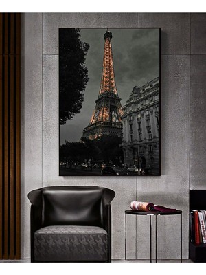Eyfel Manzara Temalı Soyut Sanat Ahşap Hd Dijital Baskı Dikey Kanvas Tablo 535351