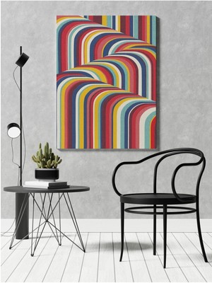 Hd Dijital Baskı Dikey Kanvas Tablo 1029 Çok Renkli Çizgili Tasarım 175 Salon Ofis Dekorasyon