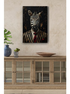 Modernist Çizgili Takım Zebra Yağlı Boya Görünümlü Hd Dijital Baskı Dikey Kanvas Tablo 5