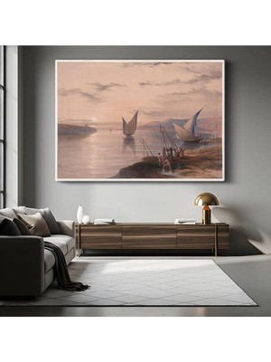 GülsenArt David Roberts Nil Nehri Afrika Manzarası Kanvas Tablo Duvar Tablosu Dekoratif Ressam Tablosu