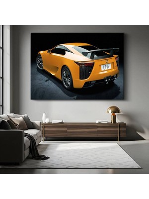 Lexus Lfa Turuncu Japon Kanvas Tablo Süper Otomobil Arka Görünüm Tablo