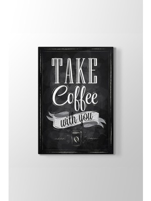Coffee Take Tablosu Hd Dijital Baskı Dikey Kanvas Tablo Salon Cafe Dekor