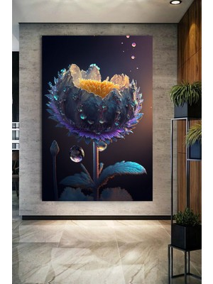 GülsenArt Su Damlacıklı Hd Kalite Lotus Hd Baskı Kanvas Tablo Hd Dijital Baskı Dikey Kanvas Tablo