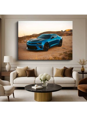 Chevrolet Camaro Çöl Manzarası Kanvas Tablo Detroit Muscle Car Tablo