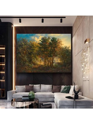 Theodore Rousseau Orman Işık Oyunları Kanvas Tablo Duvar Tablosu Dekoratif Ressam Tablosu