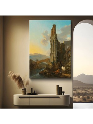 GülsenArt Jan Both Antik Harabe Tarihi Yapı Kanvas Tablo Duvar Tablosu Dekoratif Ressam Tablosu