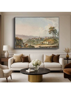 Johann Jakob Meyer Kırsal Köy Peyzaj Manzarası Kanvas Tablo Duvar Tablosu Dekoratif Ressam Tablosu
