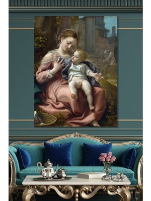 GülsenArt The Madonna Of The Basket Hd Dijital Dekoratif Dikey Baskı Kanvas Tablo