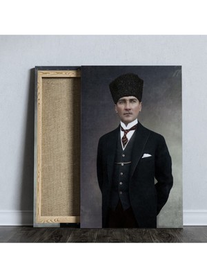Kanvas Tabla Mustafa Kemal Atatürk-Kmtrk-21 Hd Dijital Baskı Dikey Ofis Dekoru