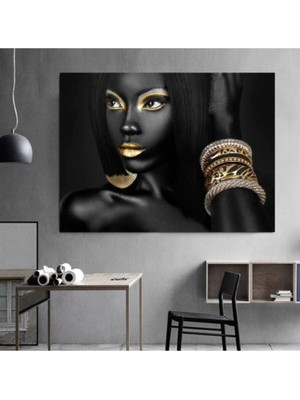 GülsenArt Dekoratif African Women Hd Dijital Baskı Yatay Kanvas Tablo Oturma Odası Dekoru