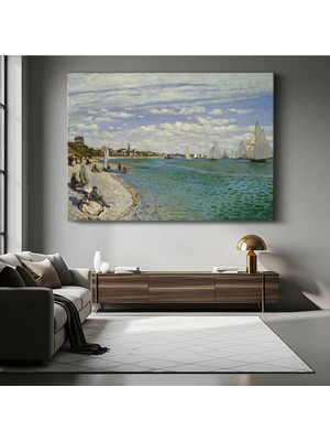 Claude Monet Sainte-Adresse Plajı Deniz Resmi Kanvas Tablo Duvar Tablosu Dekoratif Ressam Tablosu