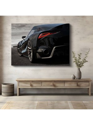 GülsenArt Toyota Supra Siyah Spor Kanvas Tablo Japon Otomobil Arka Detay Tablo