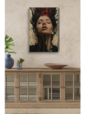 Cesur Sanat Yağlı Boya Görünümlü Hd Dijital Baskı Dikey Kanvas Tablo