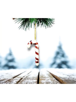 My Balli Store Yılbaşı Süsü 6'lı Mini Baston Kırmızı Beyaz 8 cm