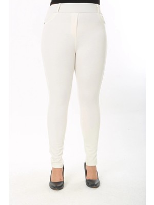 Nodaza Kadın Cep Detaylı Büyük Beden Tayt Pantolon