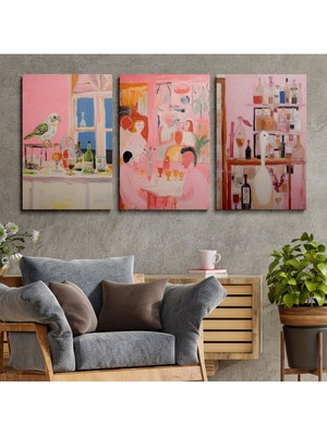 GülsenArt 3'lü Set Kanvas Duvar Hd Dijital Baskı Dikey Tablosu Canvas Tablo Boho Klasik Modern Eu 184