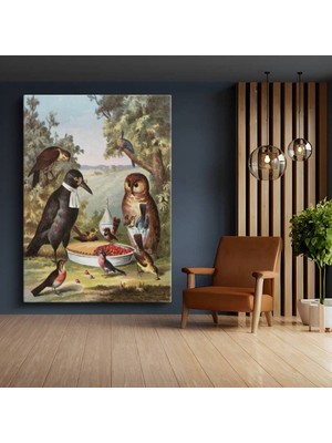 GülsenArt Walton Ford Kuş Ziyafeti Doğa Sanatı Kanvas Tablo Duvar Tablosu Dekoratif Ressam Tablosu